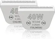 colorski 2 Pack Detachable Pet Dog Grooming Blades-Size 40W Dog Grooming Wide Blade,Cutting Length 1/100",Compatible with Andi-s,Oster A5,Wahl km10 Clippers