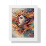 Framed Abstract Dreams - Framed Vertical Poster | Black, White, and Walnut