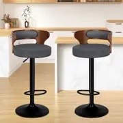 2x ALFORDSON Bar Stools Fabric Grey