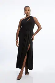 Plus Size Premium Viscose Jersey Bandeau Split Maxi Dress