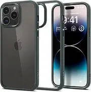 SPIGEN Ultra Hybrid Case Designed for Apple iPhone 14 Pro (2022)[6.1-inch] Air Cushion Bumper Slim Hard Clear Cover - Abyss Green