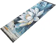 YXYZRMY Washable Runner Rug Leaf Art Floral Blue 2’ x 6’ Non Slip Runner Rug for Hallways Entryway Bedroom Floor Carpet Runner- Soft Thin Mat with Rubber Backing for Family Pet
