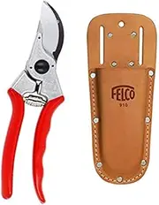 FELCO F2 Professional Pruning Shears with Leather Clip or Belt Holster (Bundle, 2 Items)