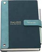 Mljtoyo Diary Planner 2025,Agenda 2025 Diary A5 Page a Day,Hardcover Organiser Year Diary Jan 2025-Dec 2025,Productivity Daily Planner Month Planner with Pen,Stickers,Inner Pocket,3 Bookmarks,Green