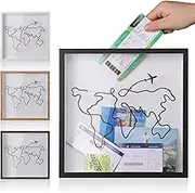 PARTY BESTBUY Shadow Box Frame,Travel Memory Box for Filling DIY Ticket,Wall Hanging Tickets Display Case with Plane World Map Designs,Collection Box with Slot On Top 11.4Inch (Black)