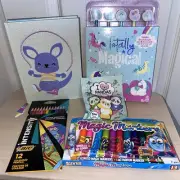 Bundle Notebook Panda Unicorn Drawing Activity Book Colour Pencils Markers BNWT