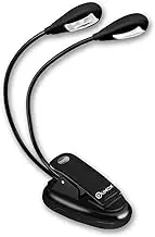 QUMOX LED Book Light, Portable Music Stand Lights, Dual Head, 4-Level Brightness, USB Cord Included, Daylight White, Clip Light, Task Lighting