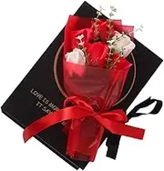 ERINGOGO 1pc Preserved Flower Present Box Artificial Soap Bouquet for Valentine's Day Mother's Day Weddings Birthdays Chic Red Present for Loved Ones Lasting Beauty and Fragrance