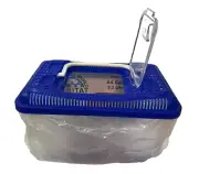 SMALL WORLD 2.3L/.6gal PLASTIC HABITAT Handle Blue/Clear Hermit Crab