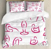 Yoga Duvet Cover Set with Pillow Shams Sketch Women Exercises Print