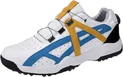[SDEQA] Mens Golf Shoes Spikeless Waterproof Golf Sneakers Leather Wide Fitting with Rotating Button Big Size