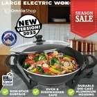 Electric Casserole Pot Wok Frying Pan Frypan Saucepan Cooking Cookware Glass Lid