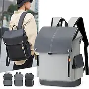 Men's Modern Faux Leather Backpack – Stylish Waterproof Commuter Bag with Flap Cover and Side Pockets for Work and Travel