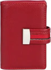 [Generic] RFID Fashionable Women Card Holder PU Leather Bank Card Box Business Card Case Suitable Travel Red Blue Black (Red)