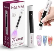 Halmai Handheld UV Nail Lamp for Gel Polish,Portable Mini Red Light with LED,Cordless Rechargeable USB Nail Dryer,at-Home Manicure Salon Tool with Nail Curing,Nail Stamping & Cat Eye Magnet (White)