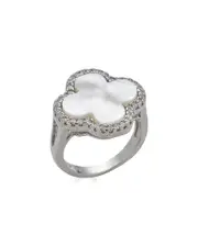 BELPEARL Silver Pearl CZ Ring