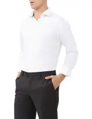 [Van Heusen] Tailored Fit Shirt 1 Col Dobby in White
