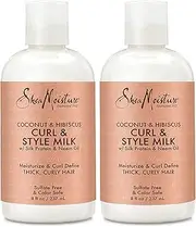 Shea Moisture Coconut & Hibiscus Curl & Style Milk 8 Fluid Ounce, Pack of 2