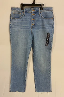 J CREW NWT WOMENS 32 JEANS ESSENTIAL STRAIGHT EXPOSED BUTTON FLY HIGH RISE