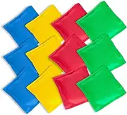 Super Z Outlet Nylon Cornhole Bean Bags Toy Set Sack Hand Toss Games Weights for Kids (5" x 5" Assorted Colors) 5" x 5" 12 Pack