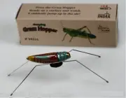 Jumping Grasshopper Suction Cap Base Tin Toy With Spring Steel Legs