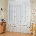 Daisy Flower Pattern Sheer Curtain Gauze Tulle Curtain Living Room