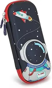 Pencil Case for Girls Boys, Waterproof 3D Large Capacity Portable Cartoon Pencil Box Organizer for Kids Elementary School (Astronaut Black)