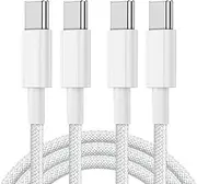 2Pack 1M USB-C to USB-C Cable 100W White Nylon Braided Charger Cable Fast Charging Cable White for Apple MacBook,iPad, iPhone 15, iPhone16, Samsung Galaxy, Google Pixel,Xiaomi