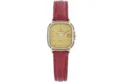 Sleek and Elegant: Tetra 124-CC-L Ladies' Leather Wristwatch in Golden & Red
