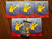 2021 MCDONALDS POKEMON 25TH ANNIV. CARDS / TOYS - BLUE #2 - 5 PACKS + PIKACHU -
