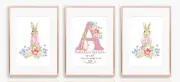A4 Nursery/Baby Personalised Peter Rabbit Birth Stats Girl Gift Keepsake
