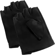 [ifundom] 1Pair Leather Half Finger Gloves for Cycling Fishing Training Durable Slip Easy to Clean Cosplay Gloves for Bar Club Outdoor Activities and Costumes