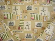 19Y WAVERLY ALL ABOARD GEOMETRIC SHIP PRINT DRAPERY UPHOLSTERY FABRIC