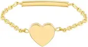 [JewelryWeb] 14k Yellow Gold Love Heart Shape Chain Ring Sizing Bar Statement-Ring for Women and Men