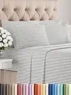 Queen 6-Piece Sheet Set – Cooling, Soft Deep Pocket Hotel Bedding –Grey Stripes