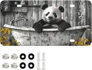 ZRYSMY License Plate Panda Bathtub Vintage Aluminum Decorative Car Front Metal Plate 6 × 12 in