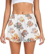 [FRODOTGV] Cartoon Lionfish Womens Athletic Shorts Ouick Dry Basketball Shorts for Soccer Teenis Exercise Indoor S