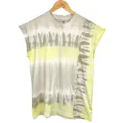 NWT John Elliott Agate Geode Reconstructed Tie Dye Muscle T Shirt Size XS Yellow