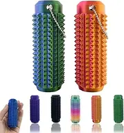 Little Ouchies Fidget, Pocket Mini Fidget Toy for Adults, Pain Stim Fidget,Spiky Grippie Stim Keychain for Anxiety Relief Positive 2pcs (Blue Green+red Gold)