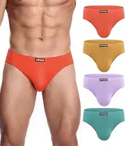[wirarpa] Men's Modal Briefs Underwear Soft Microfibre Underpants No Front Silky Touch Slips Covered Waistband Multipack