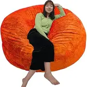 Giant Bean Sack Cover (No Filler) Fuzzy Fluffy Bean Bag Sack Chair Cover Memory Foam Bean Sack Cover Beanless Bag Chair Furniture Blanket Pillowcase Bed Sofa (Color : Orange, Size : 59Hx26D)