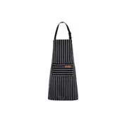 Black Wide Stripe BBQ Chefs Adjustable Apron Hanging 2 Pockets