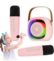 Karaoke Bluetooth Speaker for Kids Adults, Mini Portable with 2 Microphones