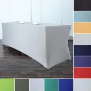 6 pcs 8 ft RECTANGLE SPANDEX STRETCH TABLE COVERS Fitted Tablecloths Catering