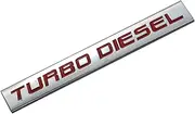 Chrome Finish Metal Emblem Turbo Diesel Badge (Red Letter) (Red)