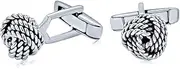 [Bling Jewelry] Twist Love Knot Woven Braided Cable Ball Shirt Cufflinks For Men Executive Groom Gift .925 Sterling Silver Hinge Bullet Back