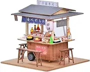 Cjeuxnr DIY Miniature Dollhouse Kit,Japanese Sushi Shop Wooden Dollhouse,Tiny House kit with Furniture and LED Lights Building Model Puzzle Toy for Valentine's Day Creative Gifts