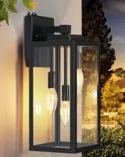 Large Dusk to Dawn Outdoor Wall Light 3-Light, 16'' Waterproof Modern Exterio...