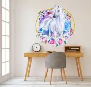 3D Unicorn Rose A062 Animal Wallpaper Mural Poster Wall Stickers Decal Zoe
