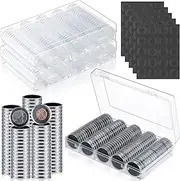 300 Pcs 30 mm Coin Capsules with Black Protect Gasket Foam 5 Sizes (17/19/21.5/25/27/29.5mm) Coin Holder Case with Plastic Storage Organizer Box for Coin Collection Supplies